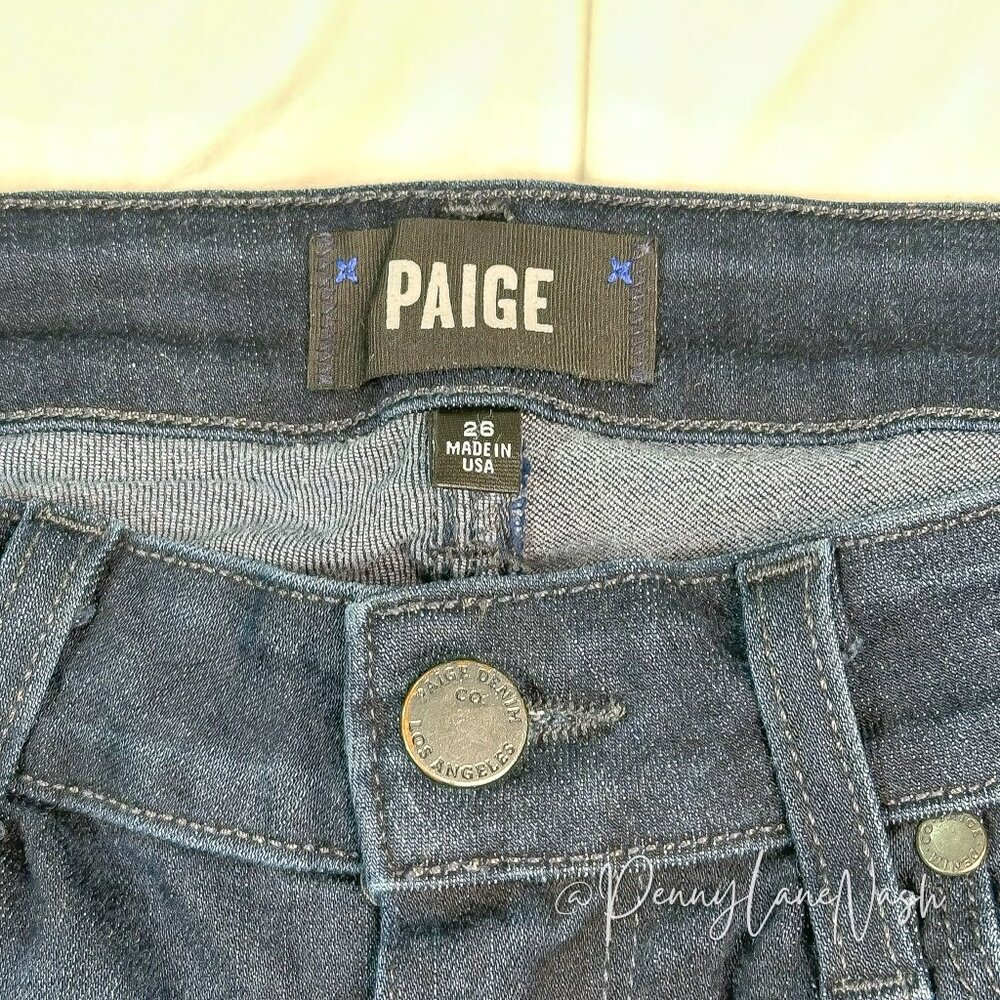 Paige Verdugo Skinny Ankle Cropped Jeans Size 26 Blue Dark Wash - Picture 7 of 12